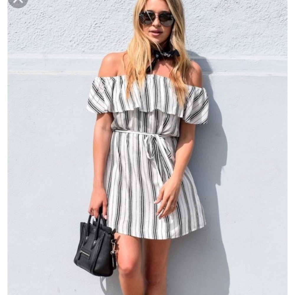 Striped off shoulder dress